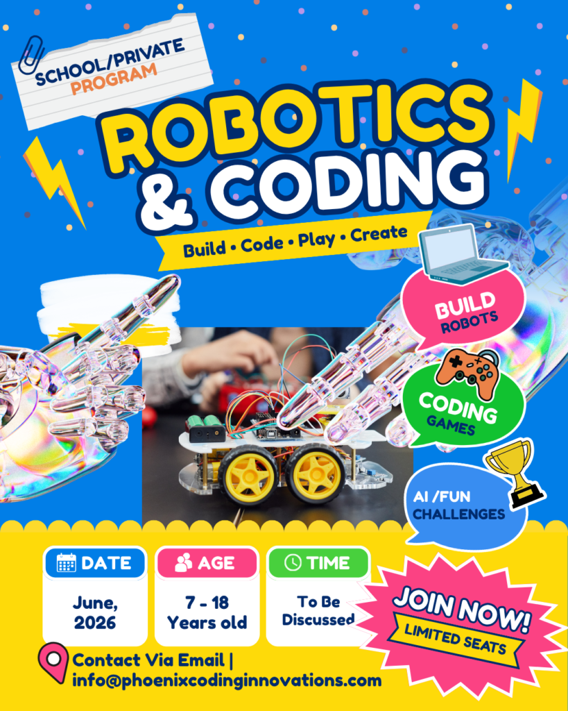 blue and yellow fun robotic school holiday program instagram post